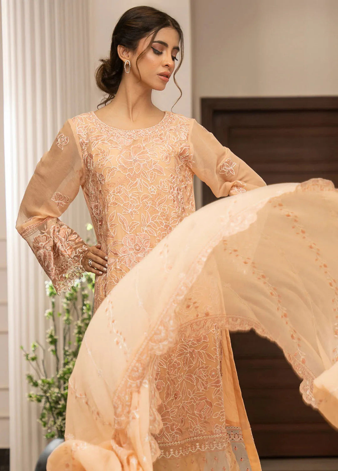 Ensembles by Zouj Embroidered Chiffon Suit Unstitched 3 Piece ZJ24EC ZJCH-015 - Festive Collection