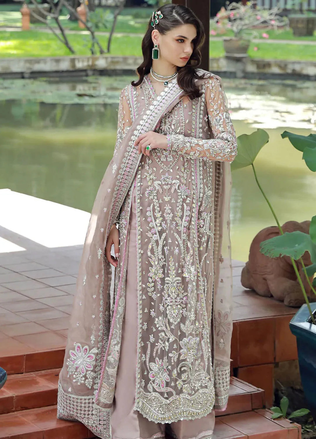 Ermina By Ezra Embroidered Net Suit Unstitched 4 Piece EZ24E D-03 Jasmine - Formal Collection