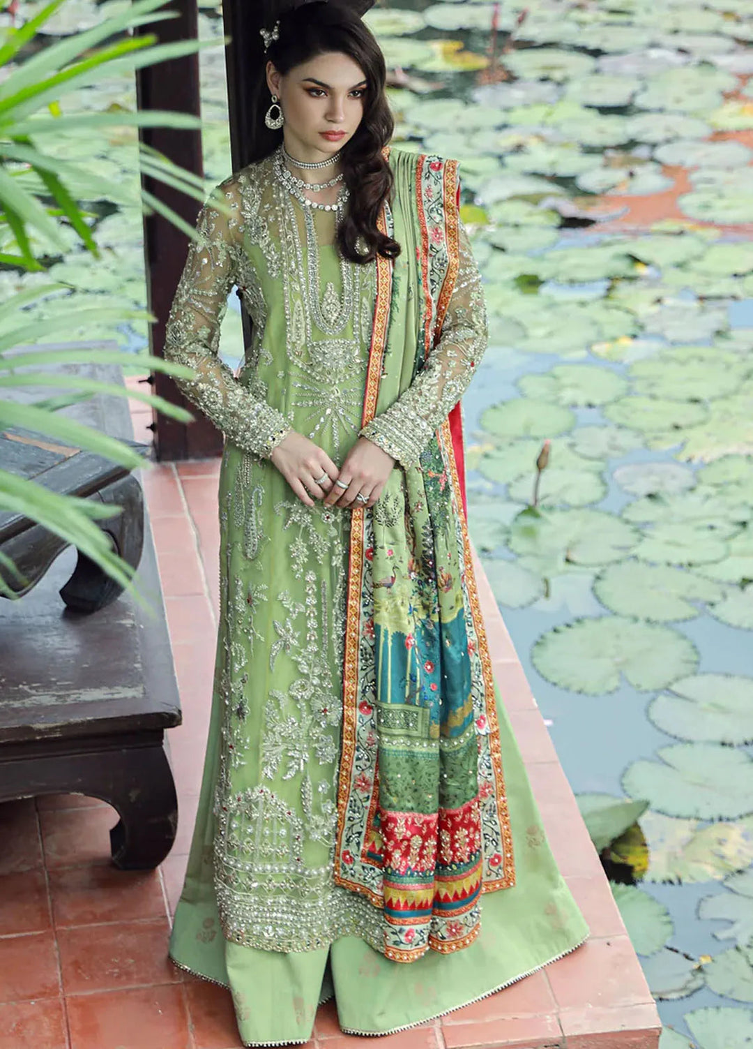 Ermina By Ezra Embroidered Net Suit Unstitched 4 Piece EZ24E D-04 Gardenia - Formal Collection