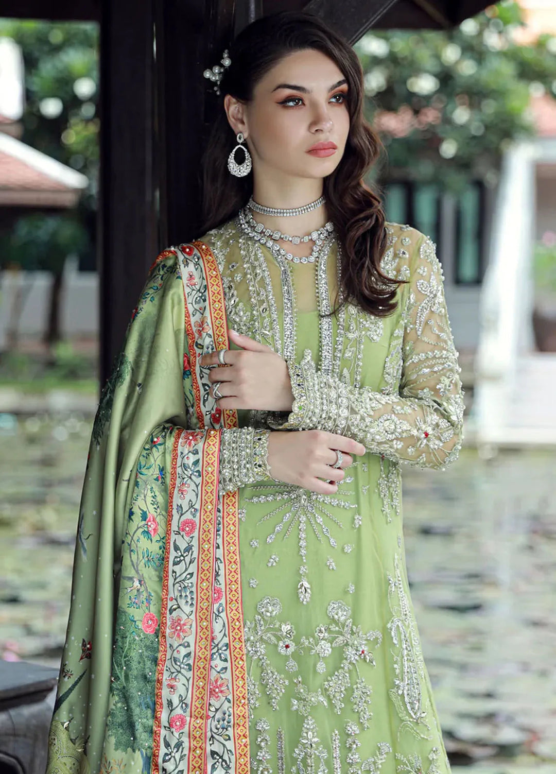 Ermina By Ezra Embroidered Net Suit Unstitched 4 Piece EZ24E D-04 Gardenia - Formal Collection