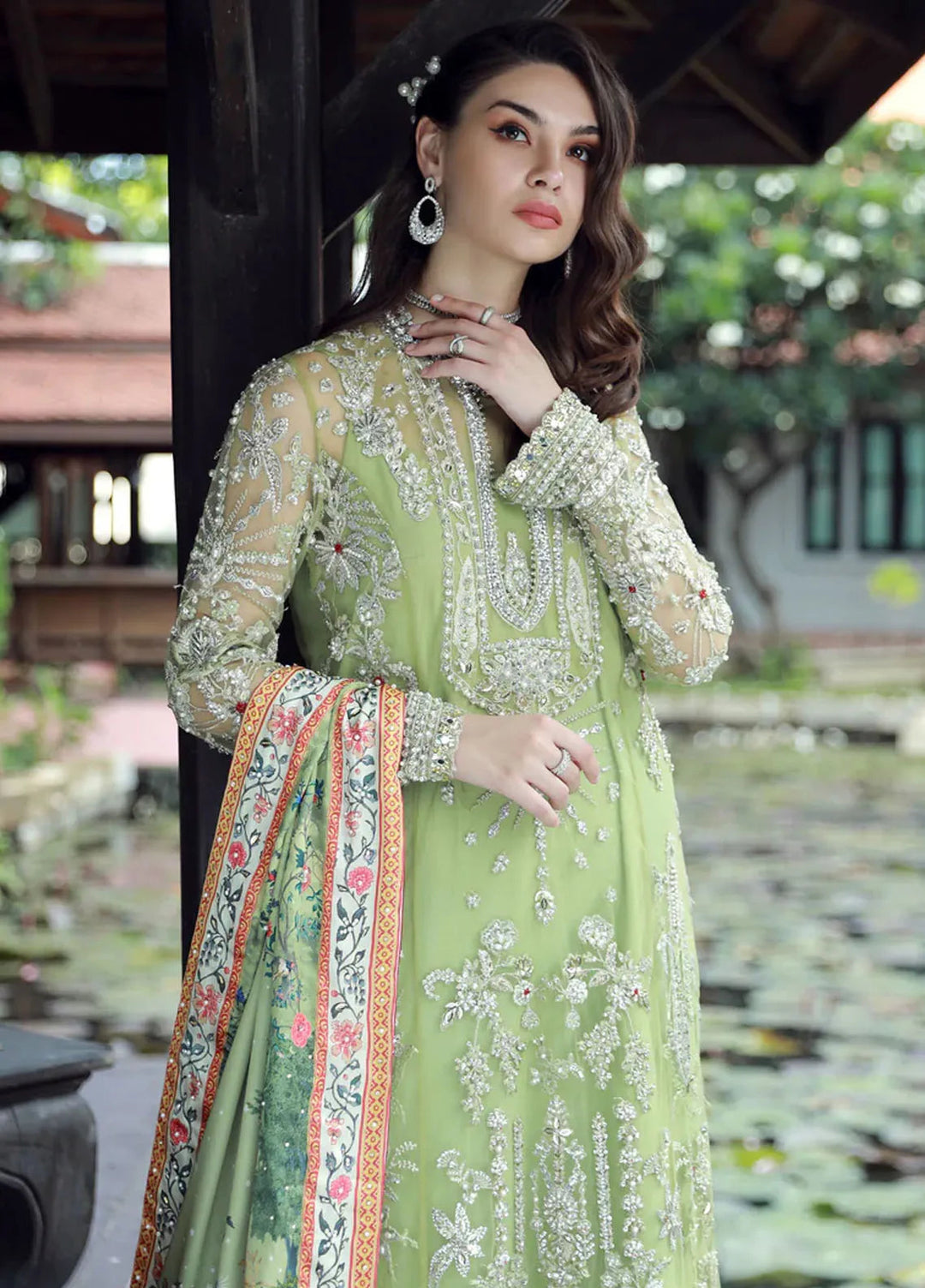 Ermina By Ezra Embroidered Net Suit Unstitched 4 Piece EZ24E D-04 Gardenia - Formal Collection