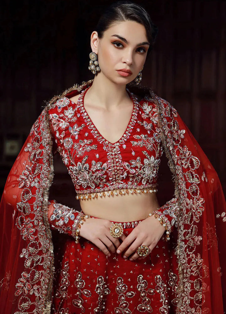 Ermina By Ezra Embroidered Net Suit Unstitched 4 Piece EZ24E D-08 Rose - Formal Collection