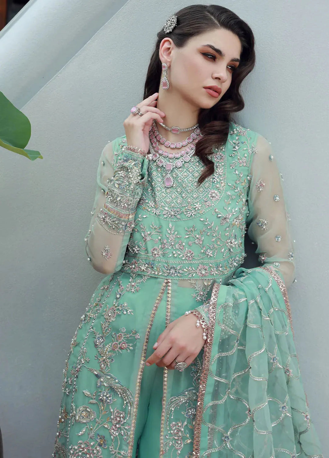 Ermina By Ezra Embroidered Organza Suit Unstitched 4 Piece EZ24E D-01 Lotus - Formal Collection