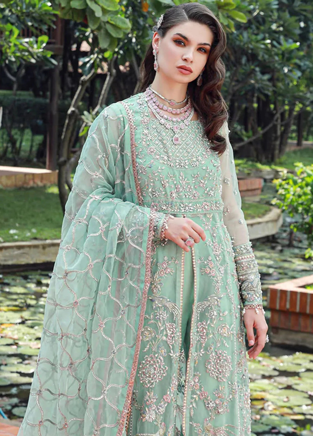 Ermina By Ezra Embroidered Organza Suit Unstitched 4 Piece EZ24E D-01 Lotus - Formal Collection