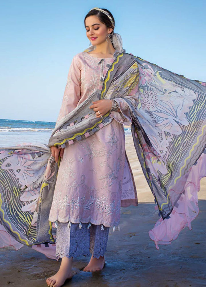 Erum Khan Embroidered Lawn Suits Unstitched 3 Piece EK21L 01 Tulip Mist - Luxury Summer Collection