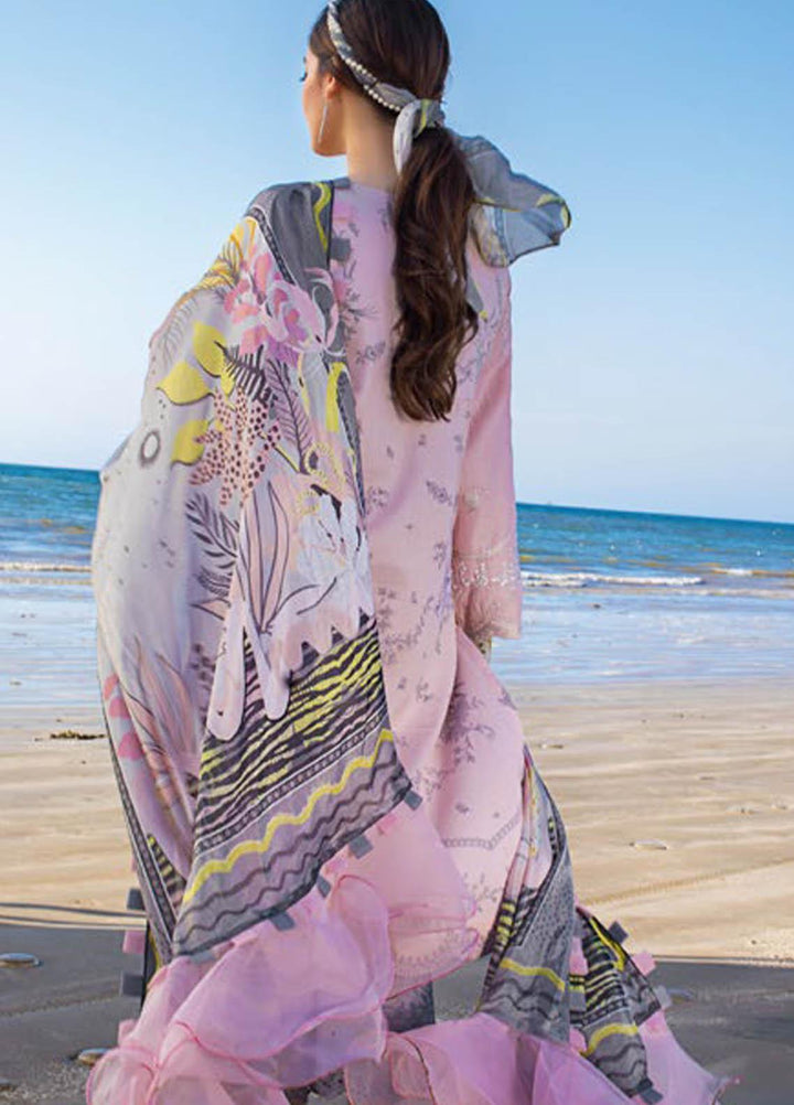 Erum Khan Embroidered Lawn Suits Unstitched 3 Piece EK21L 01 Tulip Mist - Luxury Summer Collection
