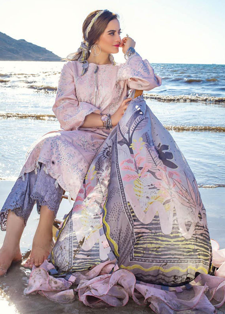 Erum Khan Embroidered Lawn Suits Unstitched 3 Piece EK21L 01 Tulip Mist - Luxury Summer Collection