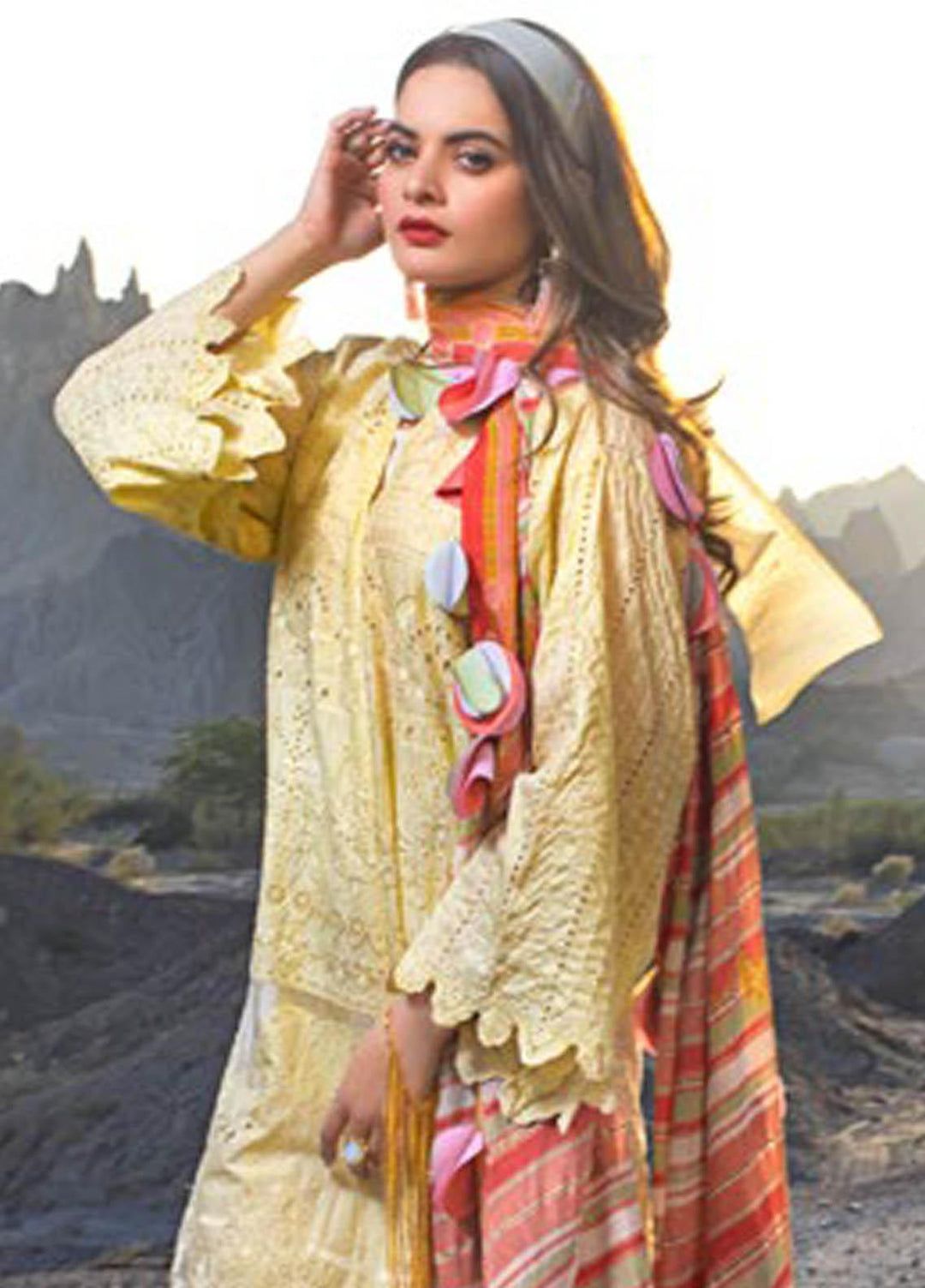 Erum Khan Embroidered Lawn Suits Unstitched 3 Piece EK21L 04 Daffodils - Luxury Summer Collection