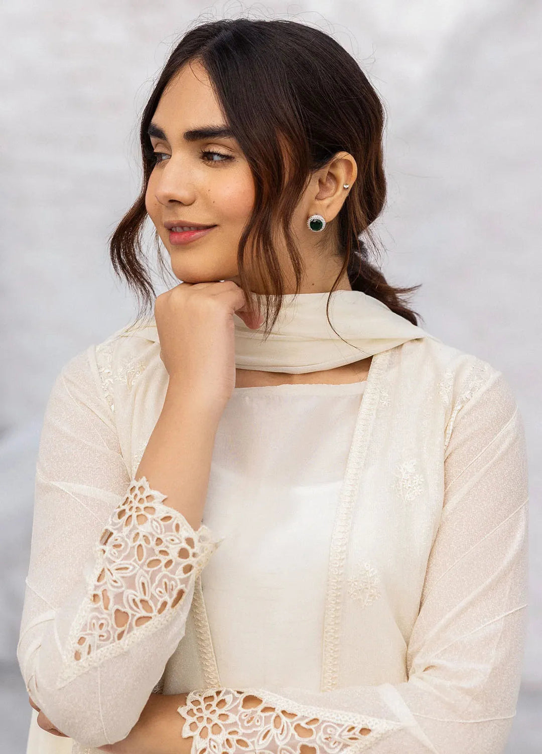 Erum Khan Pret Embroidered Cotton Karandi 3 Piece Suit Amani