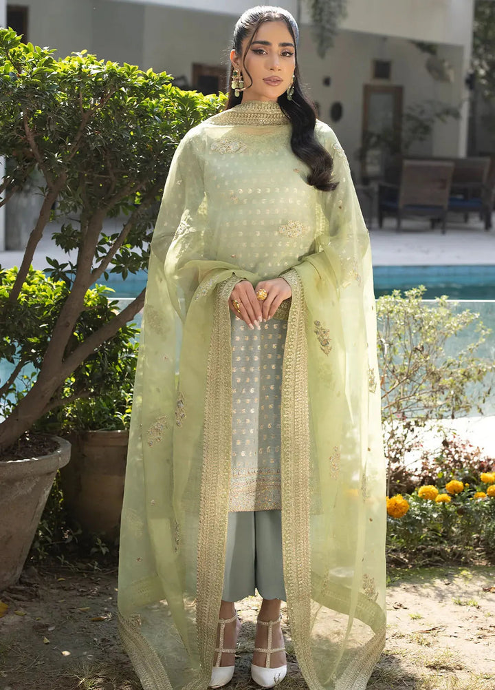 Erum Khan Pret Embroidered Karandi 3 Piece Suit Dove
