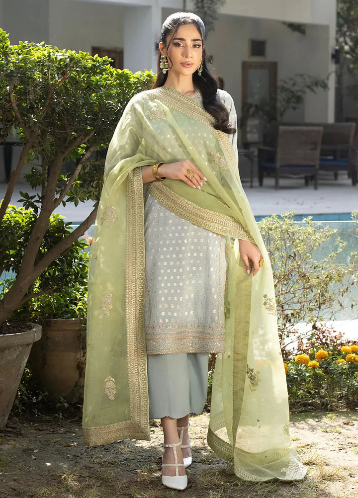 Erum Khan Pret Embroidered Karandi 3 Piece Suit Dove