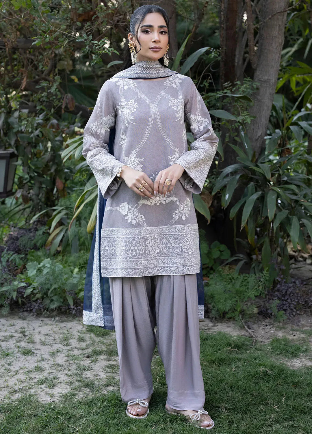 Erum Khan Pret Embroidered Karandi 3 Piece Suit Kiwi