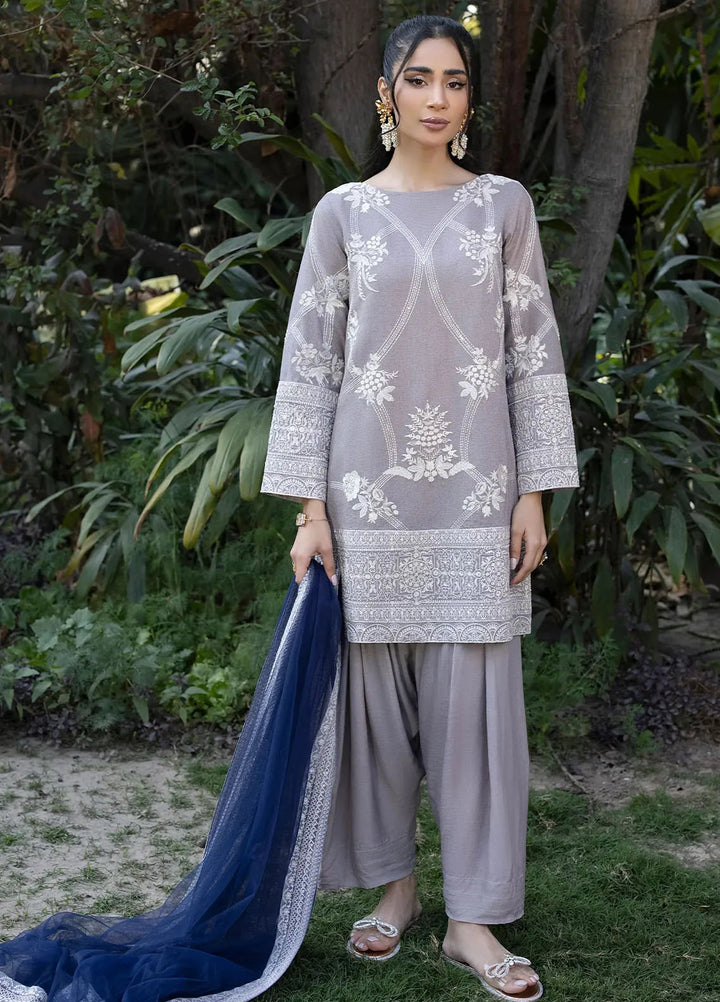 Erum Khan Pret Embroidered Karandi 3 Piece Suit Kiwi