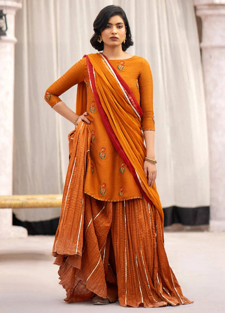 Erum Khan Pret Embroidered Raw Silk 3 Piece Suit Guldaudi