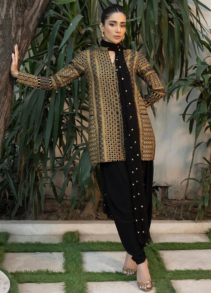 Erum Khan Pret Embroidered Raw Silk 3 Piece Suit Sunset