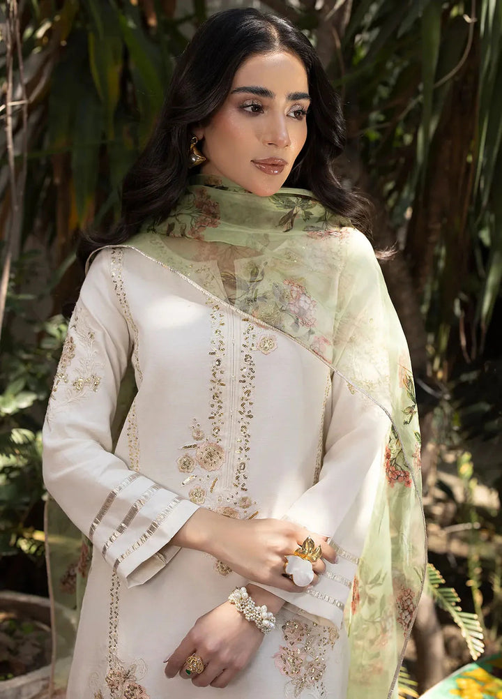 Erum Khan Pret Embroidered Raw Silk 3 Piece Suit Swan