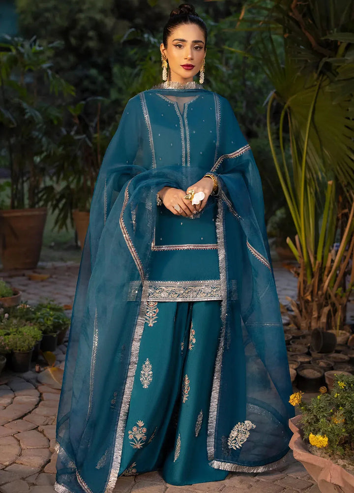 Erum Khan Pret Embroidered Raw Silk 3 Piece Suit Twilight