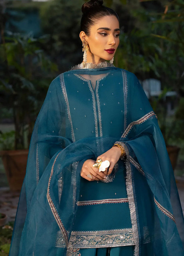 Erum Khan Pret Embroidered Raw Silk 3 Piece Suit Twilight