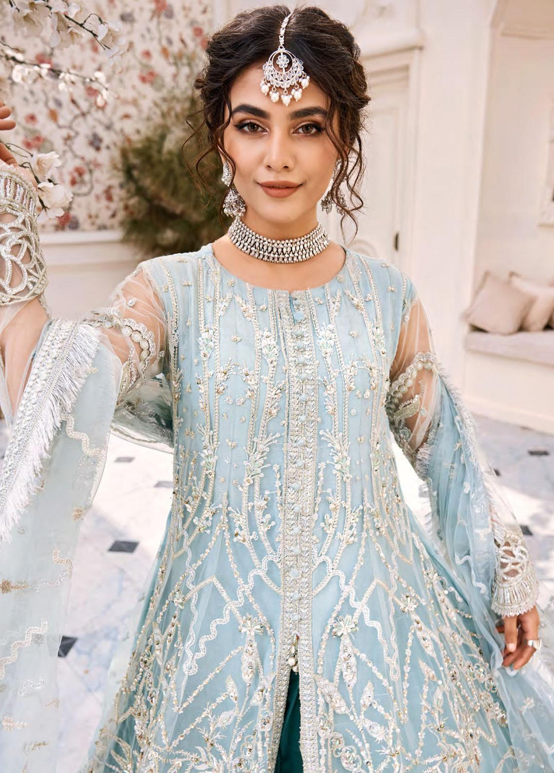 Eshaal By Emaan Adeel Embroidered Net Suits Unstitched 3 Piece EA23E ESH-03 - Luxury Collection
