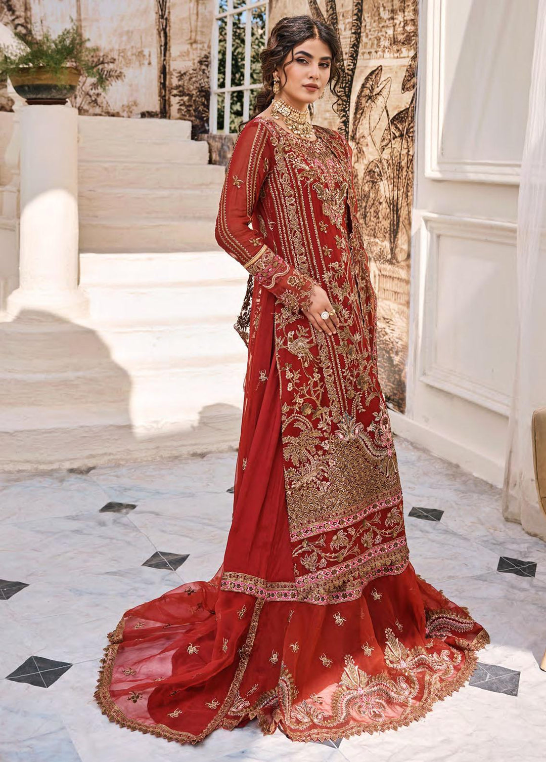 Eshaal By Emaan Adeel Embroidered Chiffon Suits Unstitched 3 Piece EA23E ESH-04 - Luxury Collection