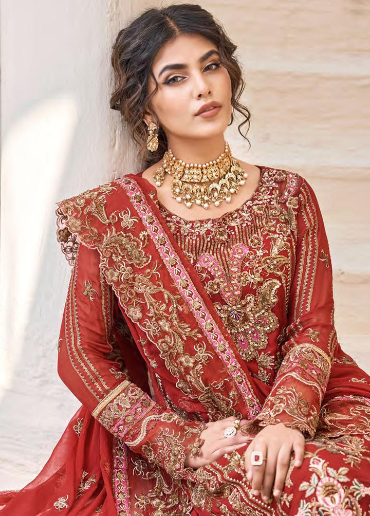 Eshaal By Emaan Adeel Embroidered Chiffon Suits Unstitched 3 Piece EA23E ESH-04 - Luxury Collection