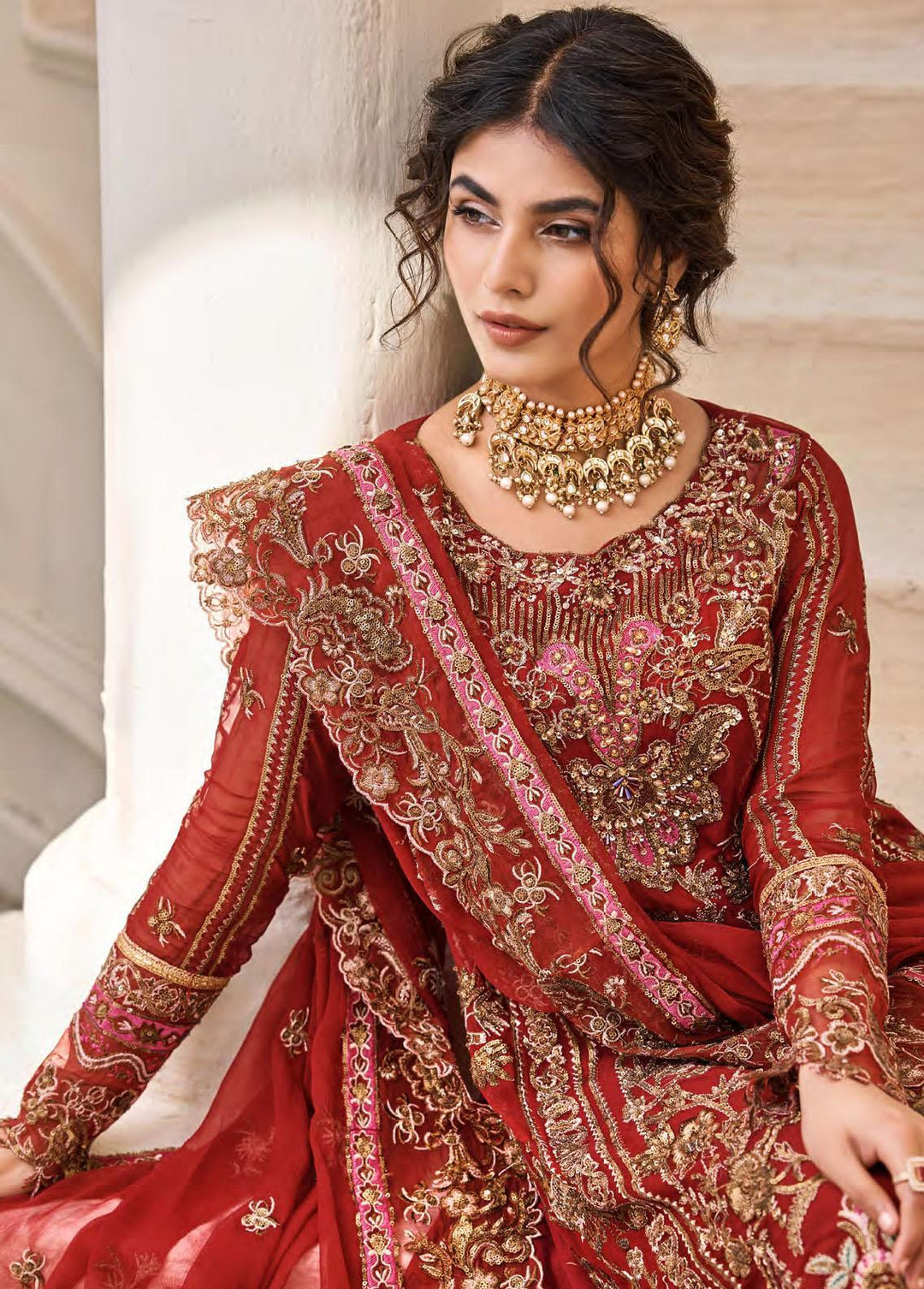 Eshaal By Emaan Adeel Embroidered Chiffon Suits Unstitched 3 Piece EA23E ESH-04 - Luxury Collection