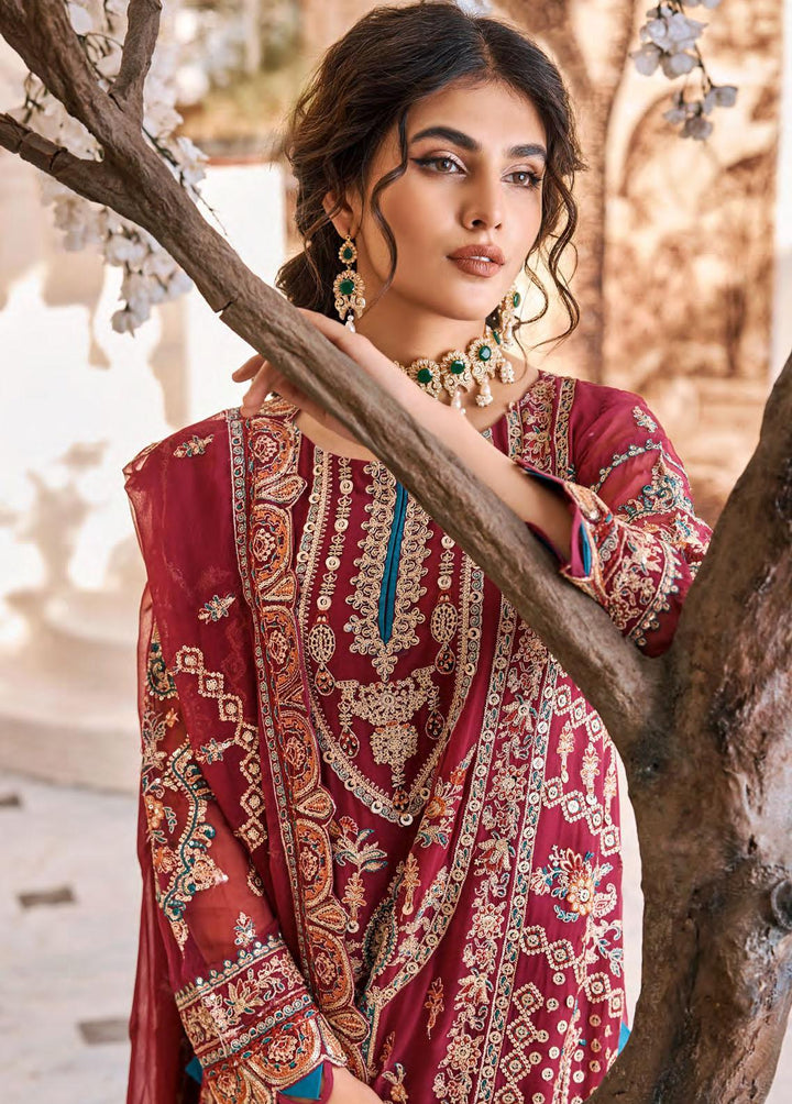 Eshaal By Emaan Adeel Embroidered Chiffon Suits Unstitched 3 Piece EA23E ESH-08 - Luxury Collection
