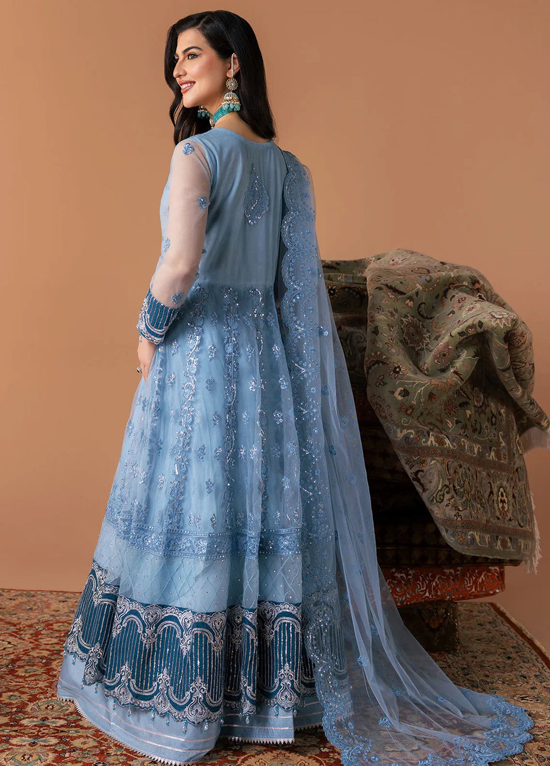 Esra by Fiona Embroidered Pret Net 4 Piece Suit Azure