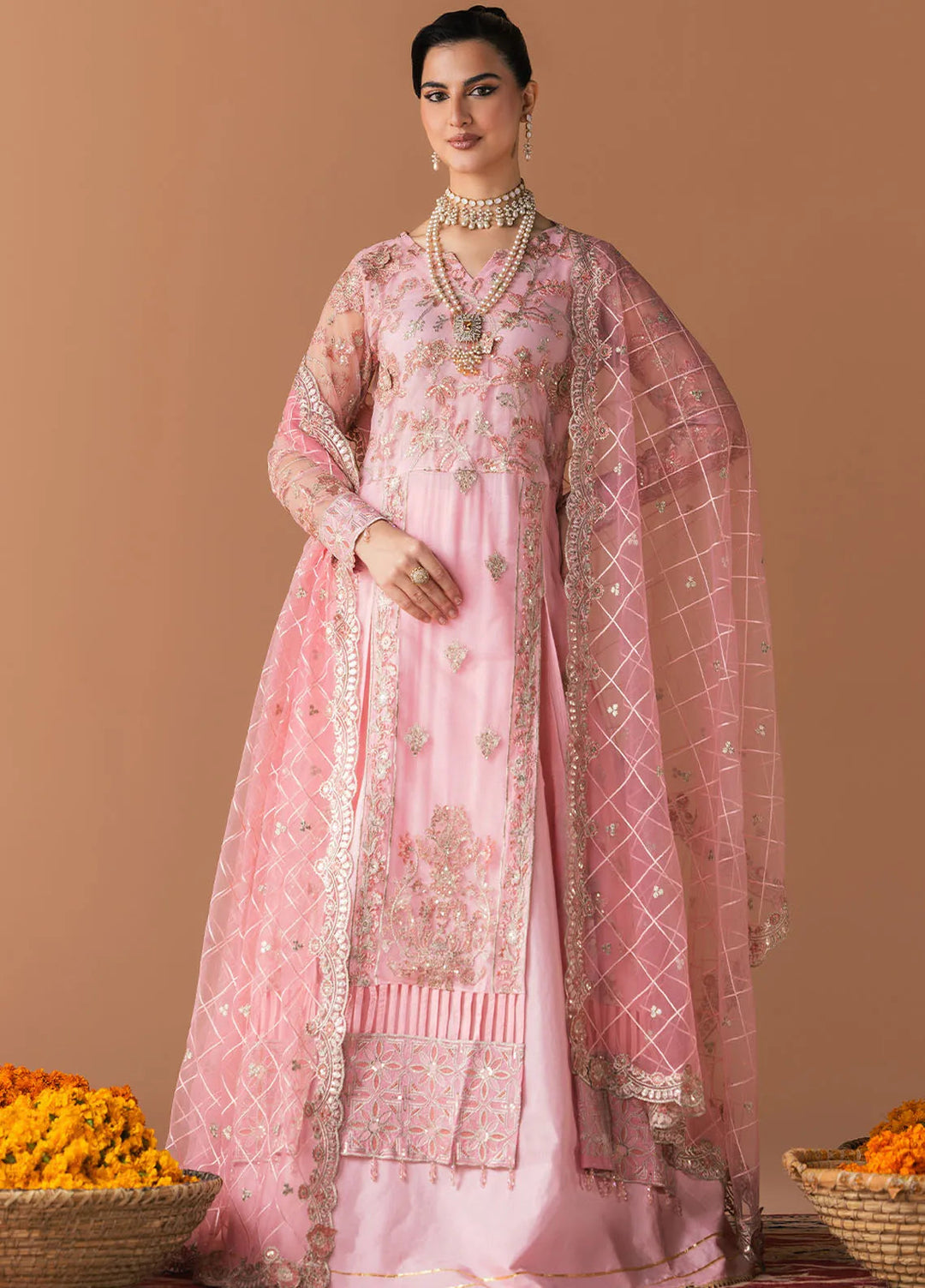 Esra by Fiona Pret Embroidered Net 4 Piece Suit Seren