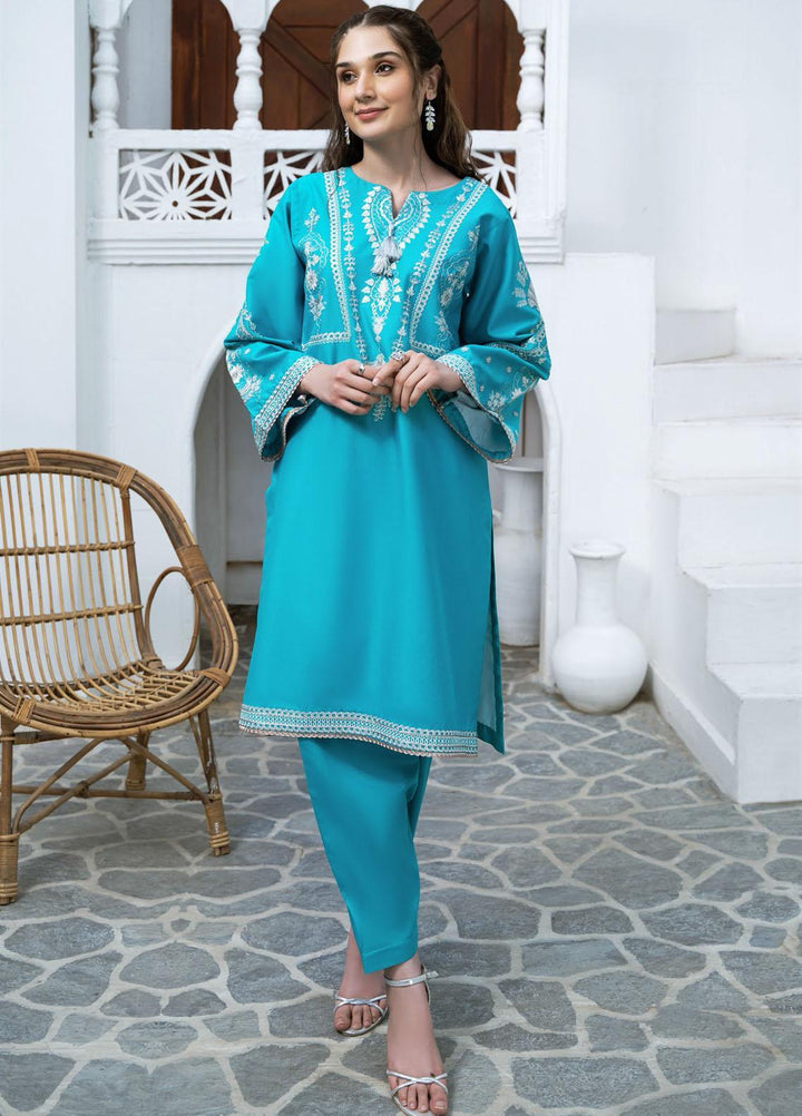 Esra Fashion Casual Pret Embroidered Lawn Kurtis D-02 SKY BLUE