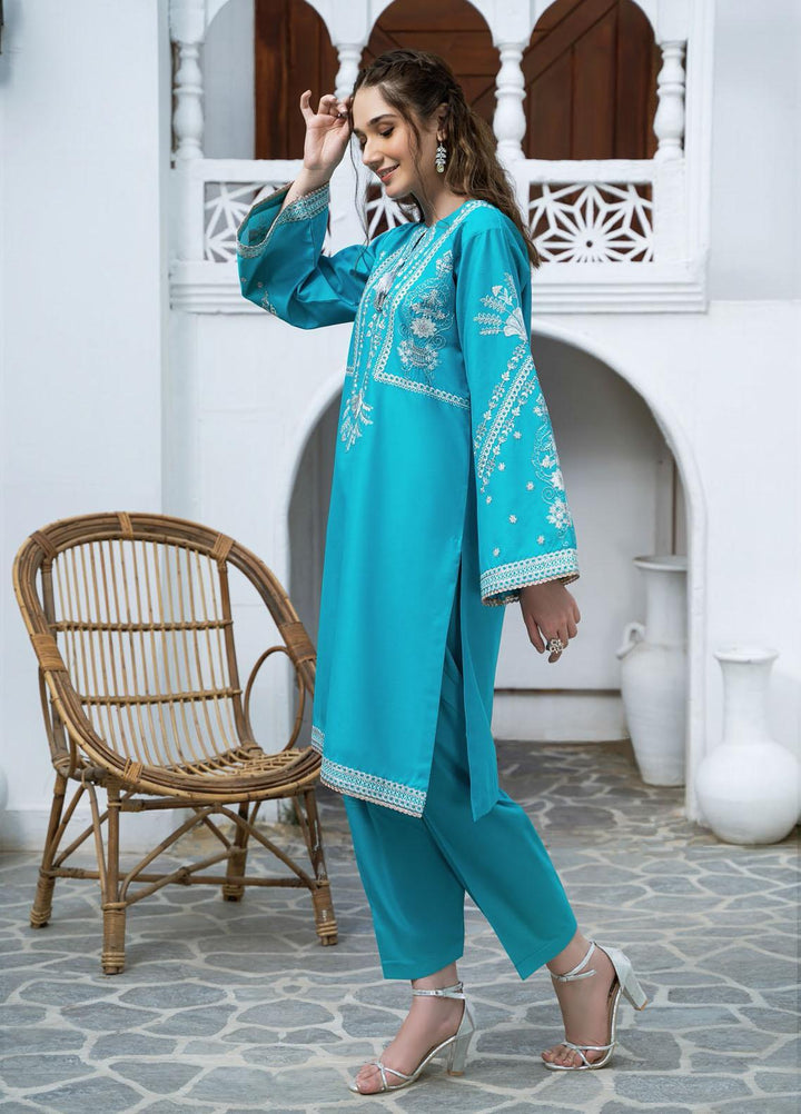 Esra Fashion Casual Pret Embroidered Lawn Kurtis D-02 SKY BLUE