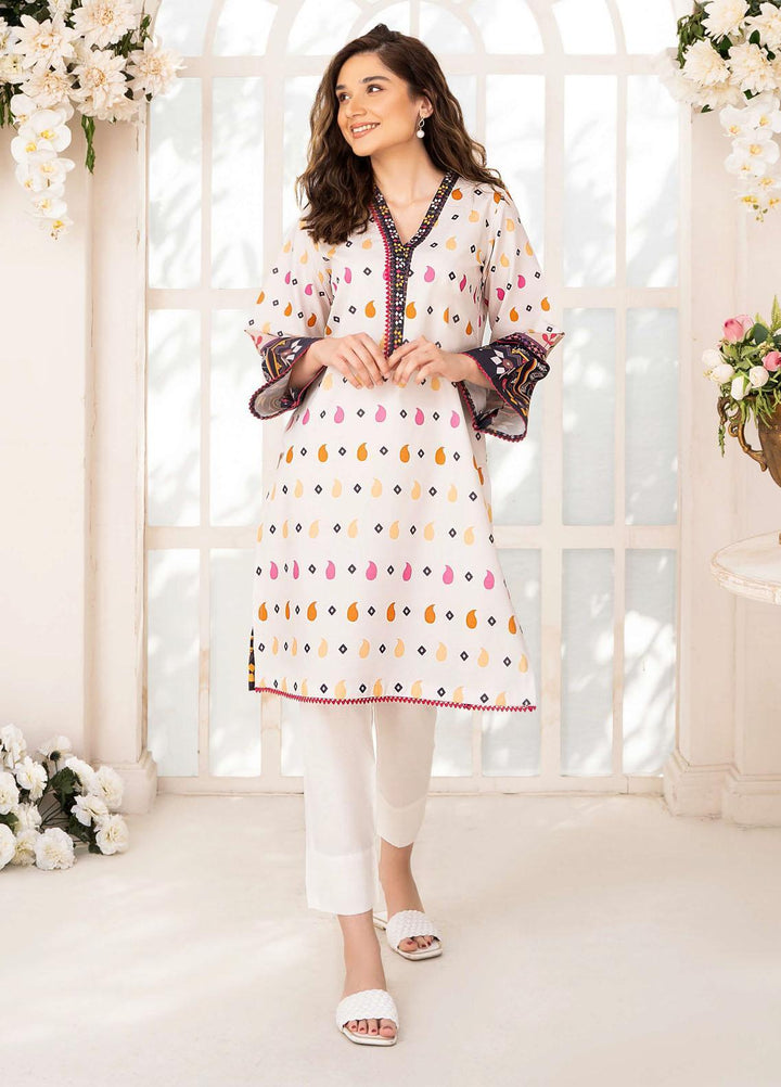 Esra Fashion Casual Pret  Lawn Shirt D-04 White