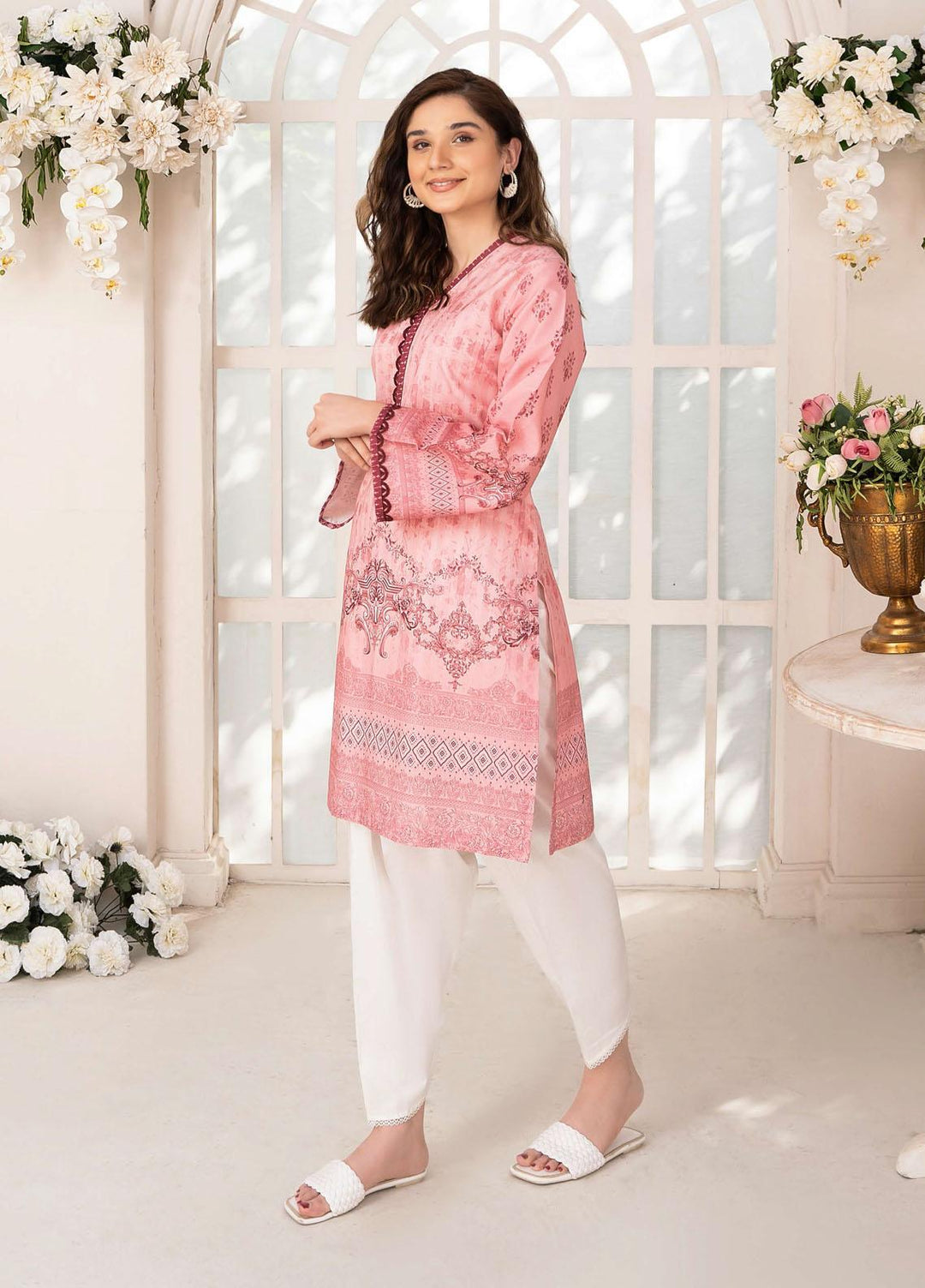 Esra Fashion Casual Pret  Lawn Shirt D-06 Pink