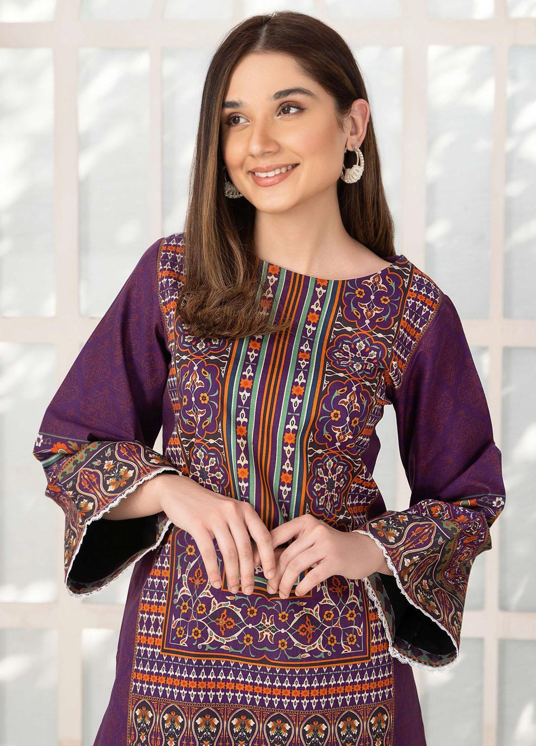 Esra Fashion Casual Pret  Lawn Shirt D-07 Purple