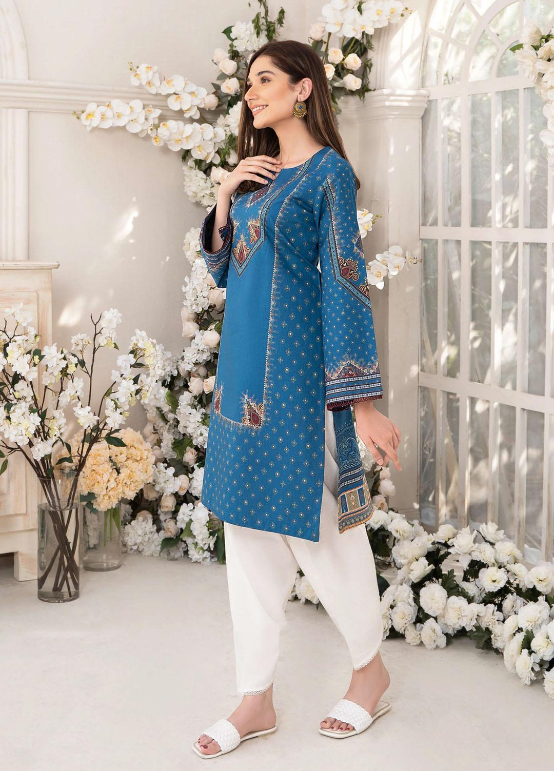 Esra Fashion Casual Pret  Lawn Shirt D-08 Dark Blue