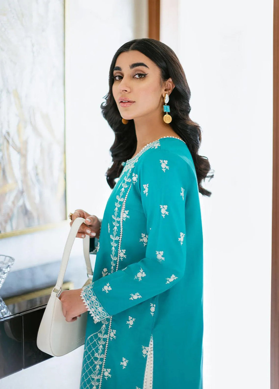 Essential By Asim Jofa Embroidered Cambric Kurti Unstitched AJ23EE AJPE-02 - Eid Collection