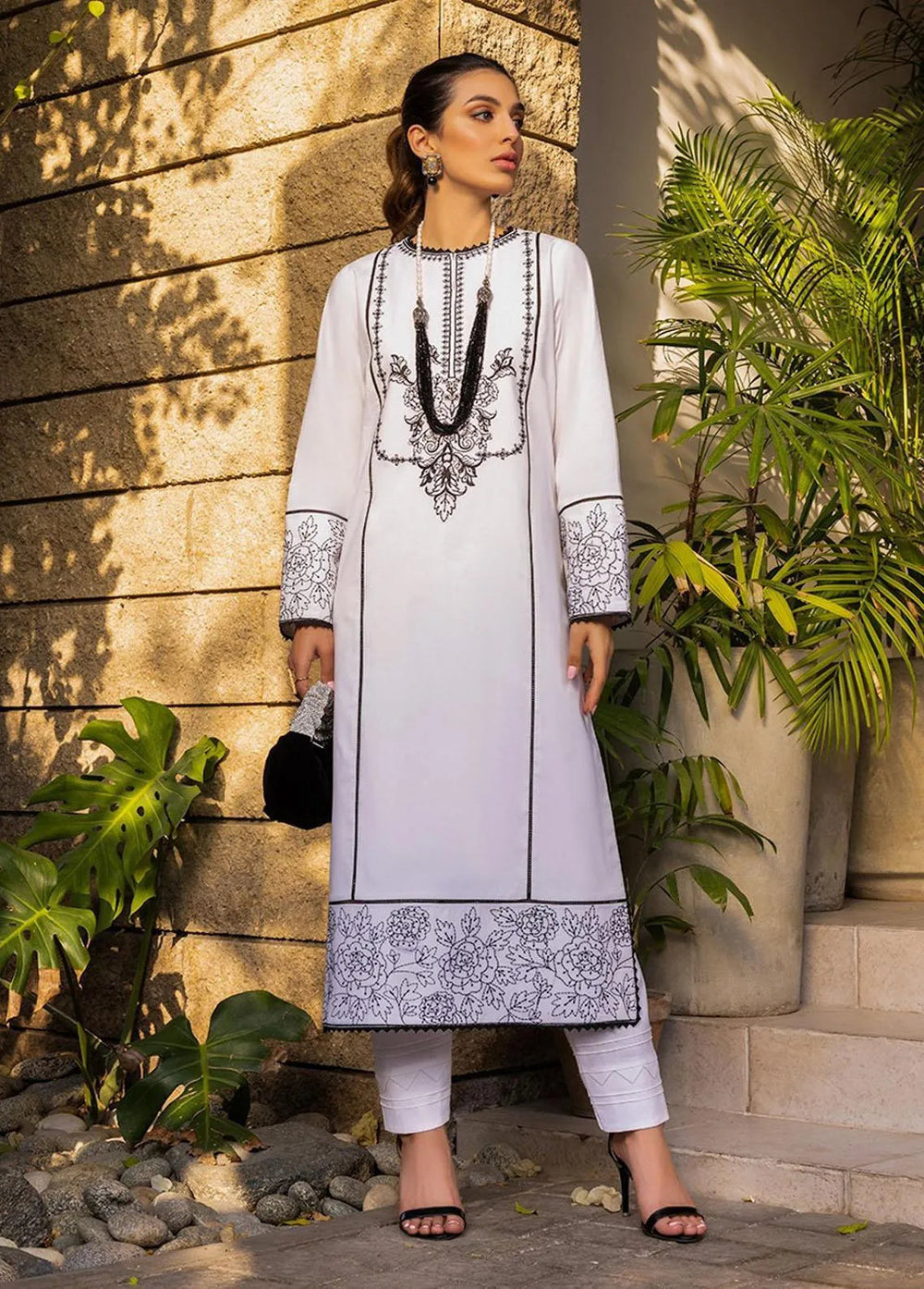 Essential By Asim Jofa Embroidered Cambric Kurti Unstitched AJ23EE AJPE-03 - Eid Collection