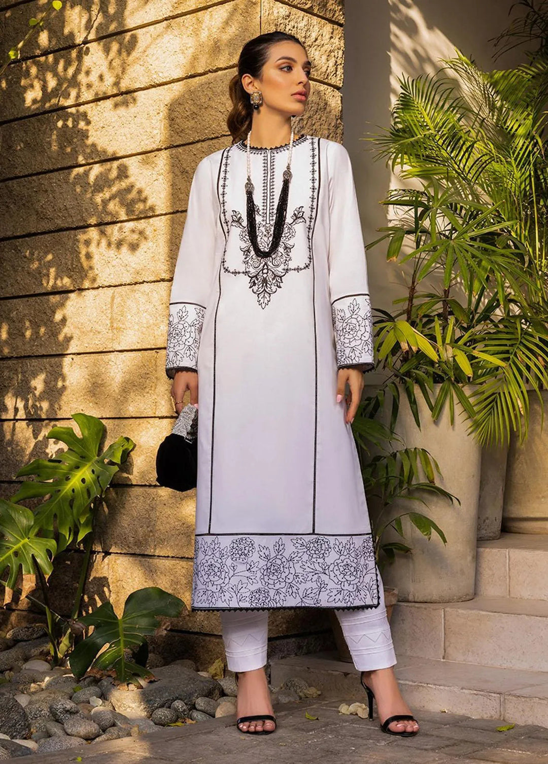 Essential By Asim Jofa Embroidered Cambric Kurti Unstitched AJ23EE AJPE-03 - Eid Collection