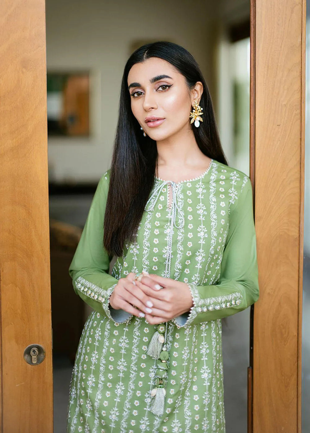 Essential By Asim Jofa Embroidered Cambric Kurti Unstitched AJ23EE AJPE-08 - Eid Collection