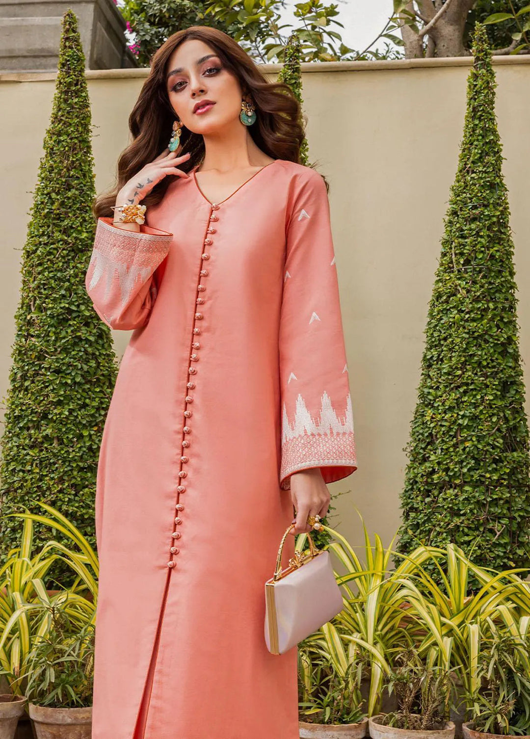 Essential By Asim Jofa Embroidered Cambric Kurti Unstitched AJ23EE AJPE-45 - Eid Collection