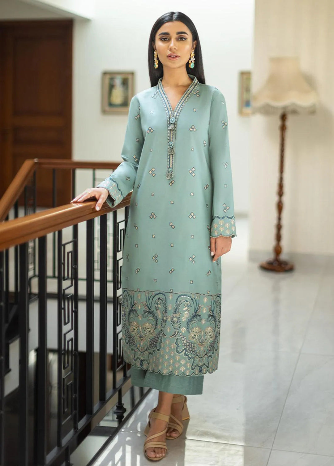 Essential By Asim Jofa Embroidered Cambric Unstitched Suit 2 Piece AJ23EE AJPE-05 - Eid Collection