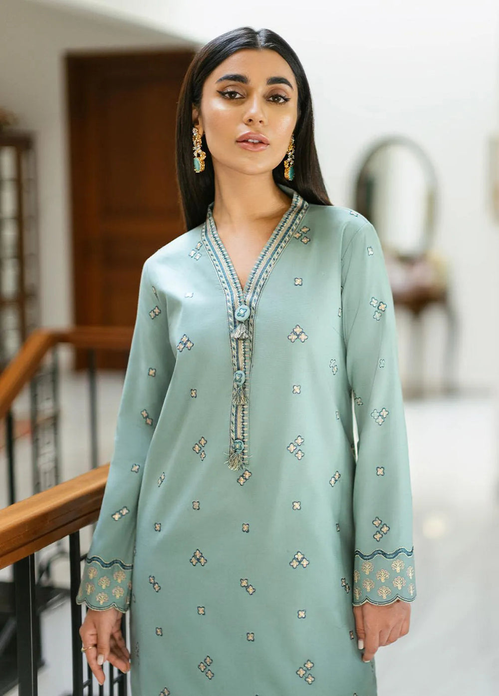 Essential By Asim Jofa Embroidered Cambric Unstitched Suit 2 Piece AJ23EE AJPE-05 - Eid Collection