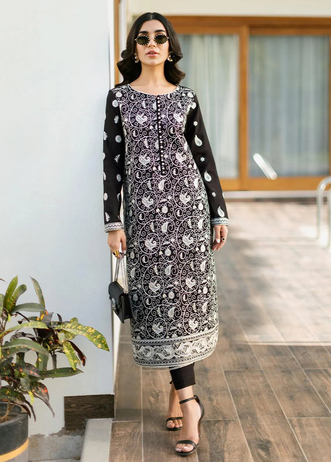 Essential By Asim Jofa Embroidered Cambric Unstitched Suit 2 Piece AJ23EE AJPE-14 - Eid Collection