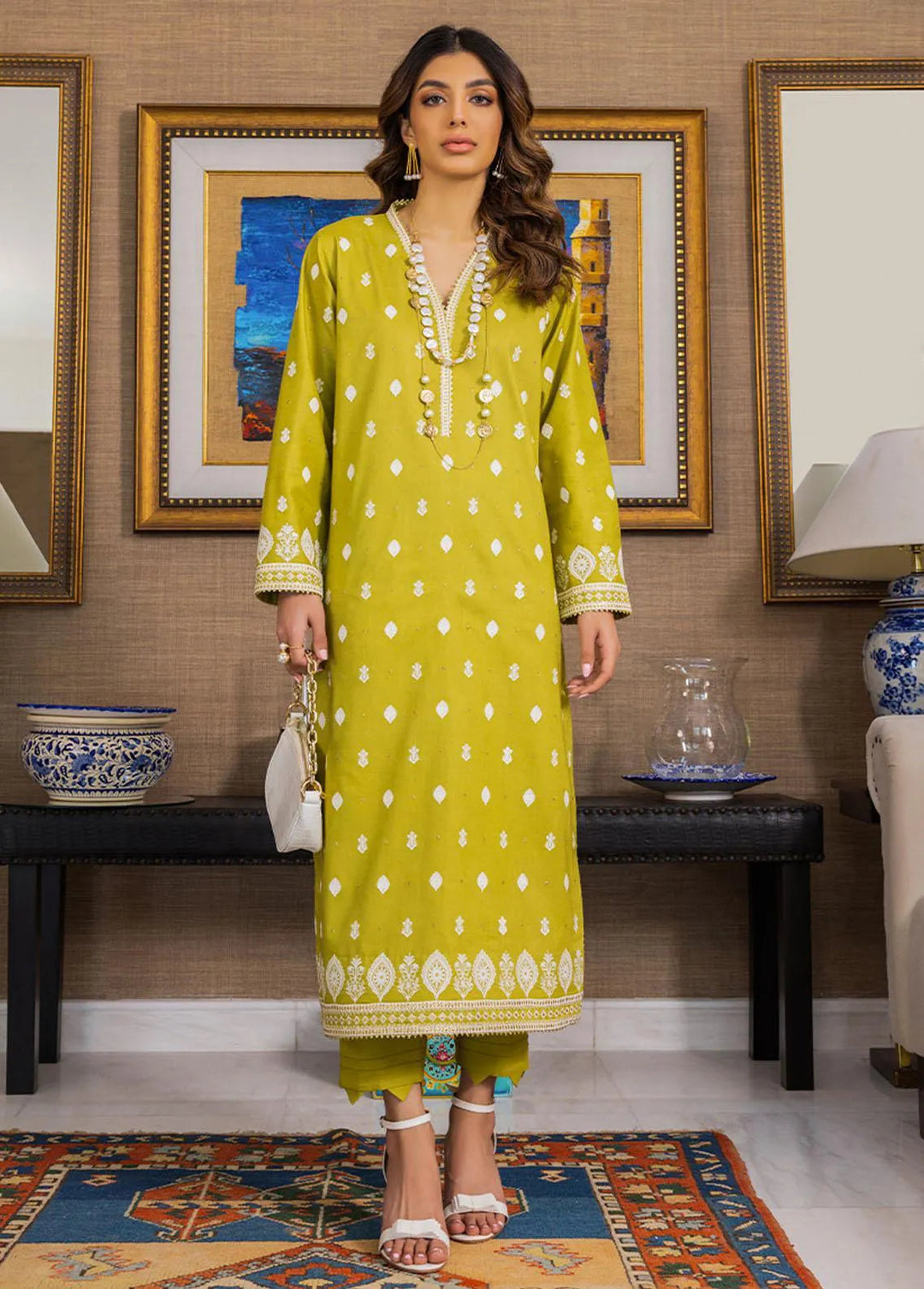 Essential By Asim Jofa Embroidered Cambric Unstitched Suit 2 Piece AJ23EE AJPE-15 - Eid Collection