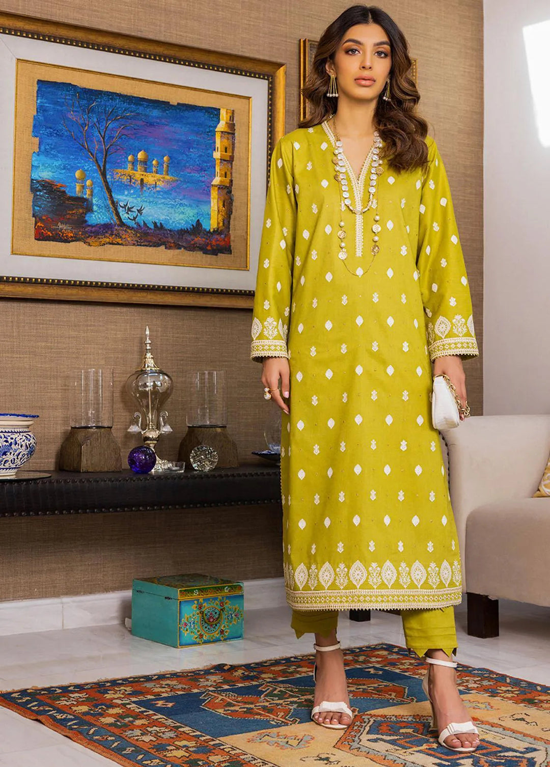Essential By Asim Jofa Embroidered Cambric Unstitched Suit 2 Piece AJ23EE AJPE-15 - Eid Collection