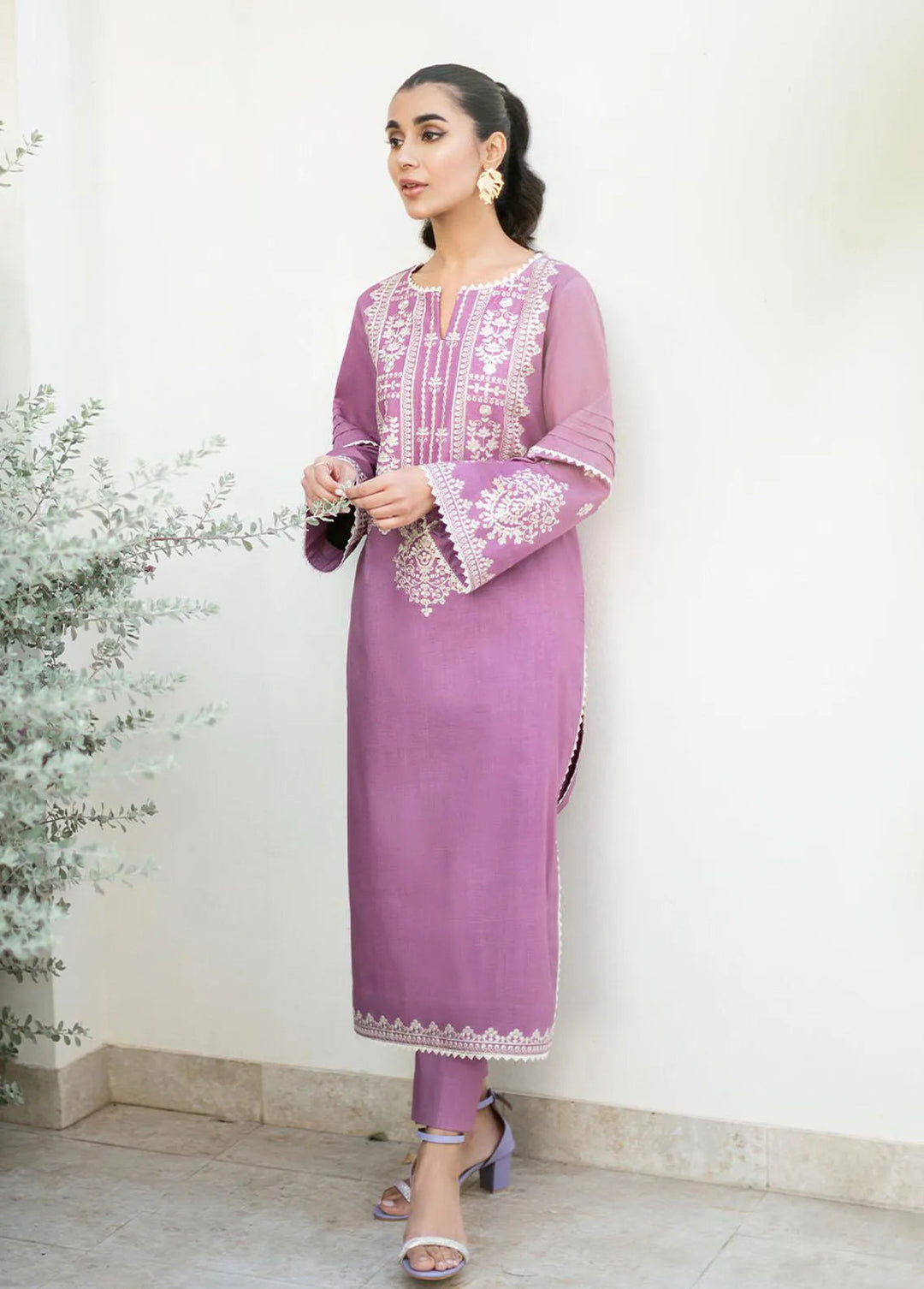 Essential By Asim Jofa Embroidered Cambric Unstitched Suit 2 Piece AJ23EE AJPE-17 - Eid Collection