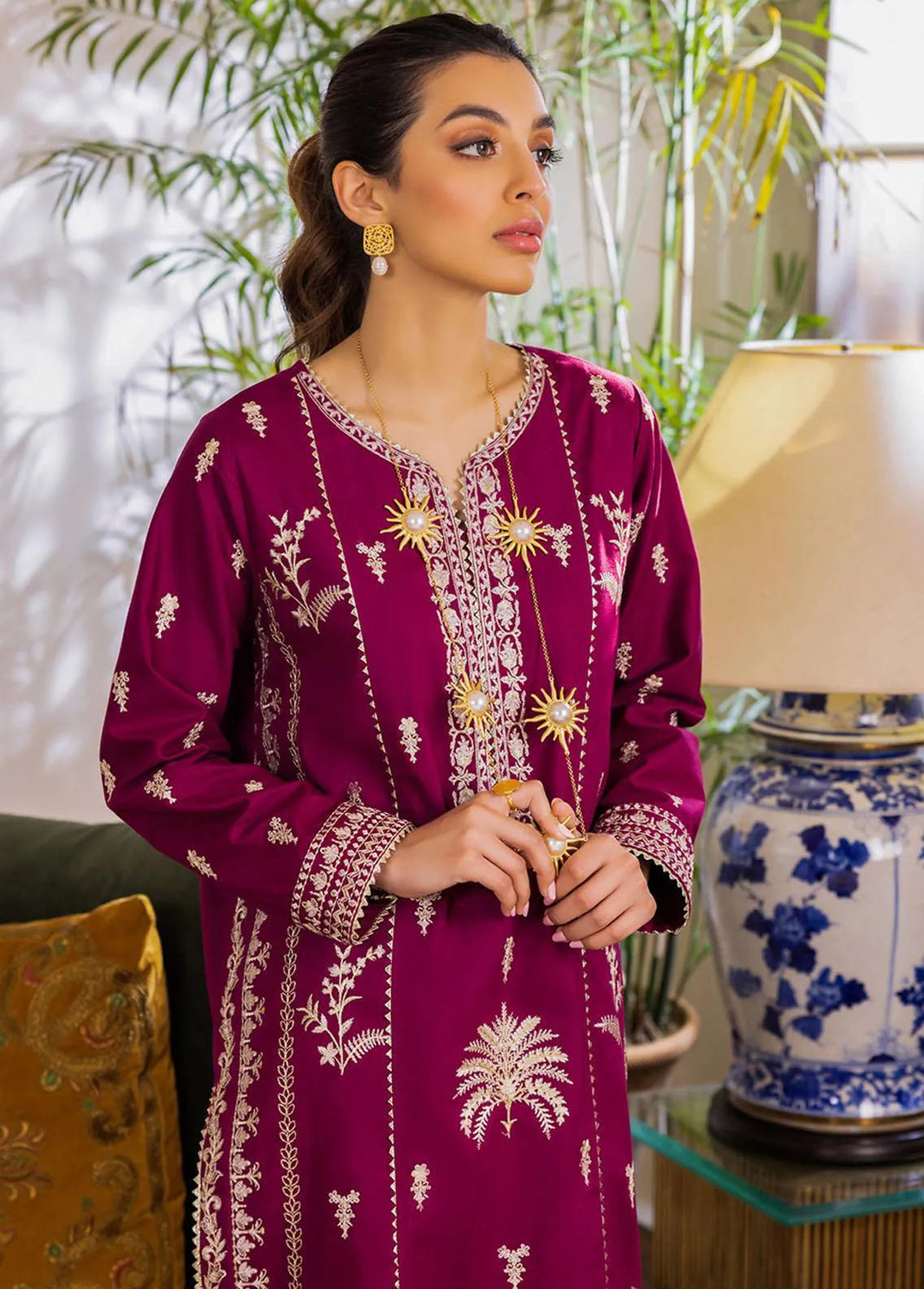 Essential By Asim Jofa Embroidered Cambric Unstitched Suit 2 Piece AJ23EE AJPE-18 - Eid Collection