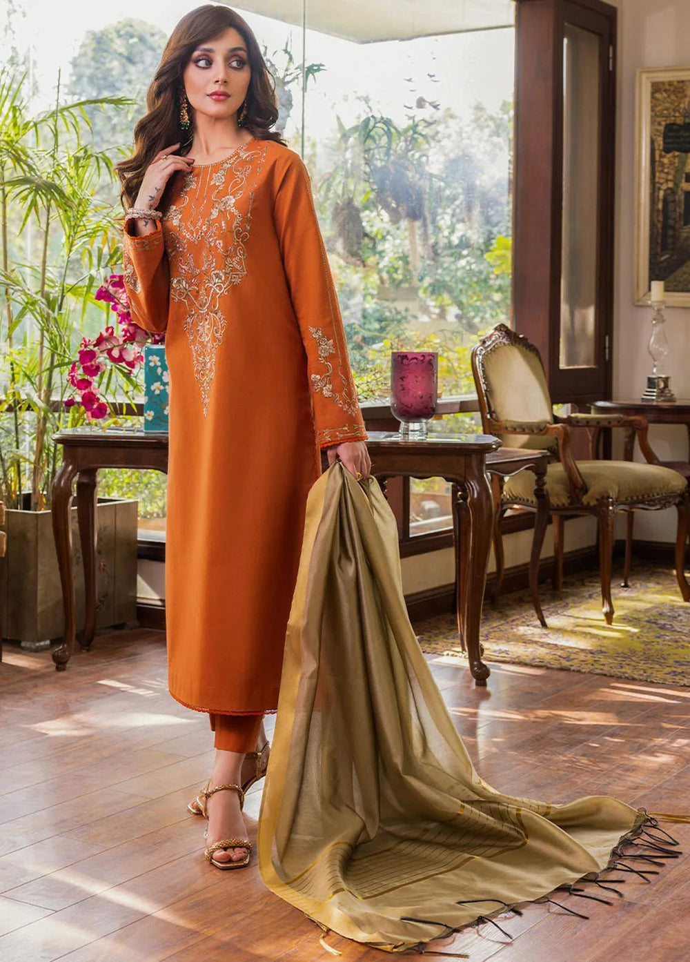 Essential By Asim Jofa Embroidered Cambric Unstitched Suit 2 Piece AJ23EE AJPE-33 - Eid Collection
