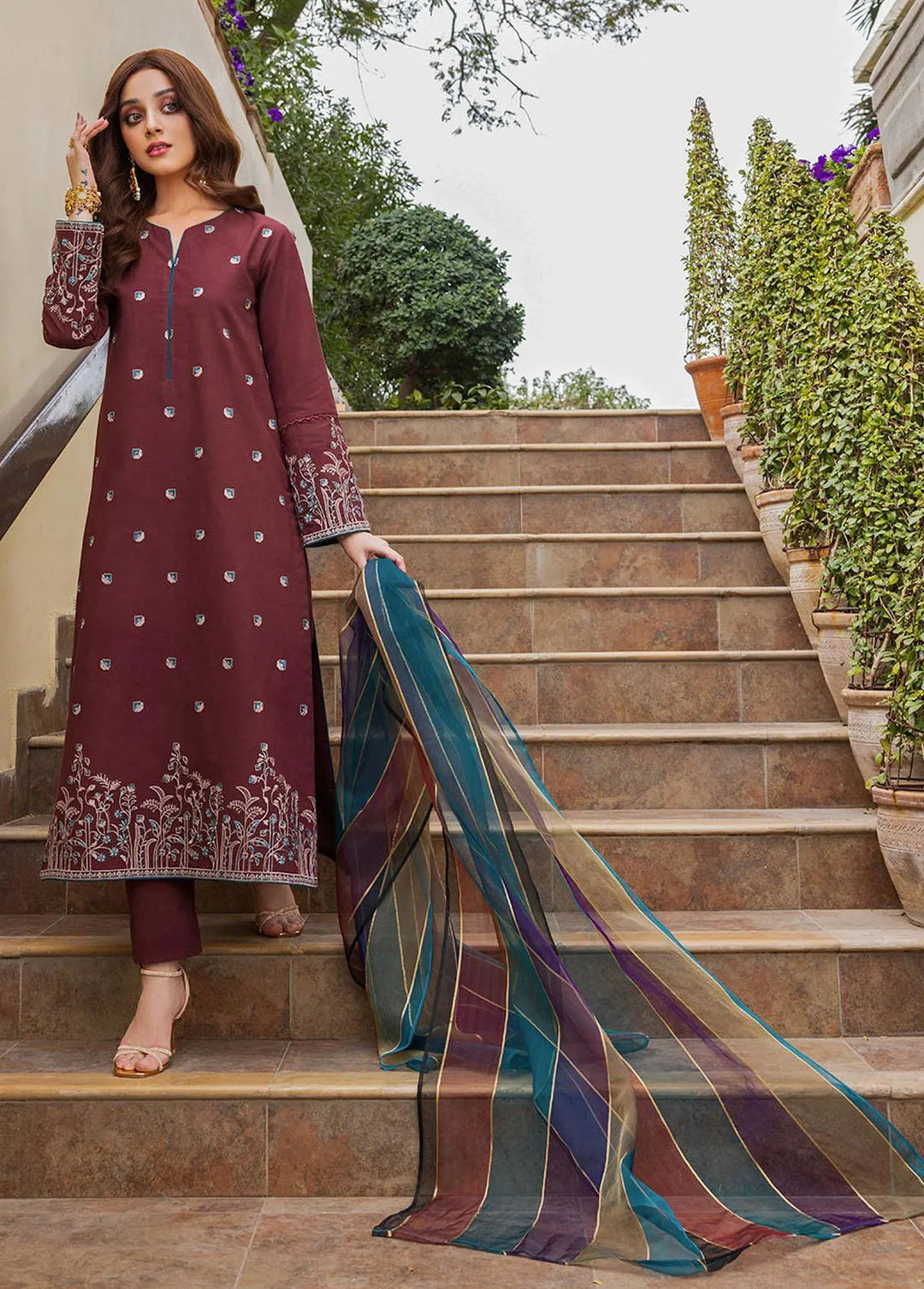 Essential By Asim Jofa Embroidered Cambric Unstitched Suit 2 Piece AJ23EE AJPE-35 - Eid Collection
