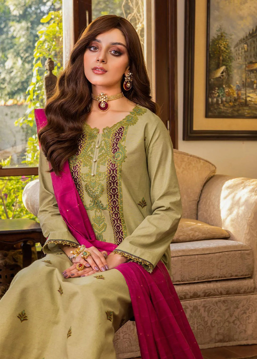 Essential By Asim Jofa Embroidered Cambric Unstitched Suit 2 Piece AJ23EE AJPE-41 - Eid Collection